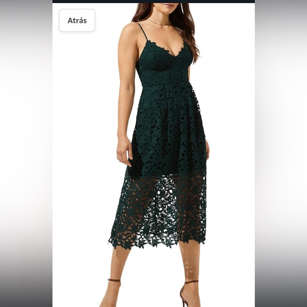 ASTR Lace A-Line Sleeveless V-Neck Midi Dress A figure-flattering closet staple.